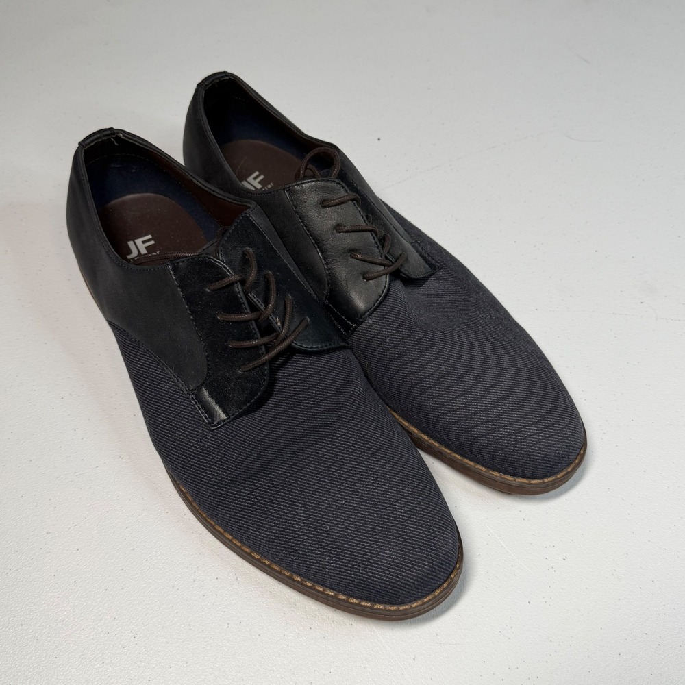 J.Ferrar‎ Derby Shoes 12 Black Navy Mixed Media Lace Up